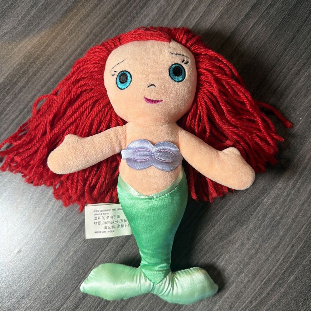 Disney Parks Little Mermaid Princess Ariel Plush Toy Yarn Hair Soft Doll -S